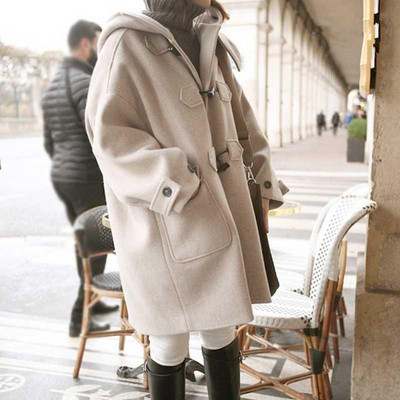 Palton de dama model larg cu gluga si buzunar