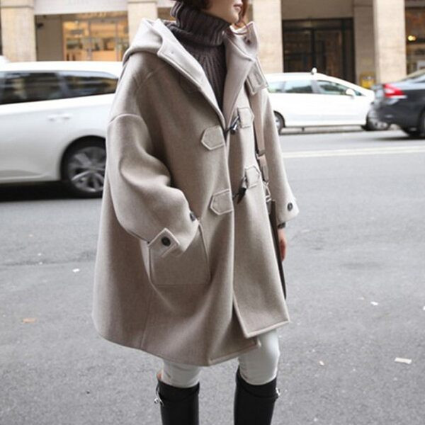 Palton de dama model larg cu gluga si buzunar