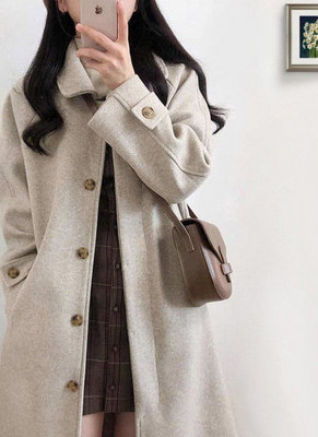 Palton lung de dama model casual cu nasturi si buzunar