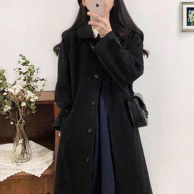 Palton lung de dama model casual cu nasturi si buzunar