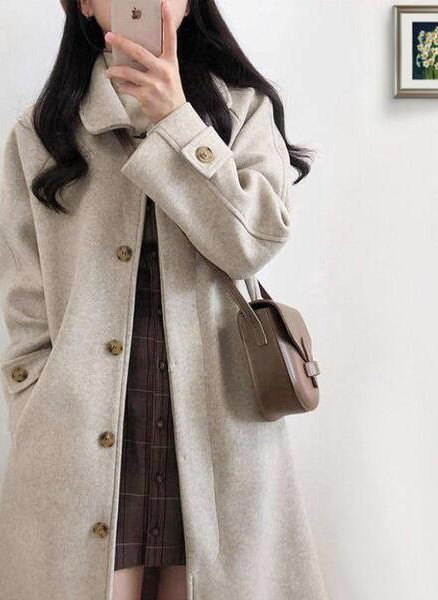 Palton lung de dama model casual cu nasturi si buzunar