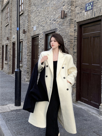 Palton lung de culoare uni cu nasturi