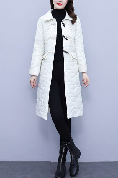 Palton alb de dama cu buzunar