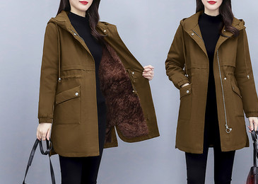 Γυναικείο χειμωνιάτικο παλτό με φόδρα και κουκούλα