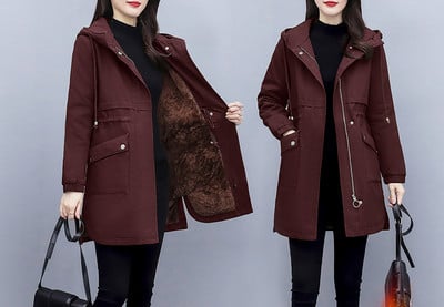 Γυναικείο χειμωνιάτικο παλτό με φόδρα και κουκούλα