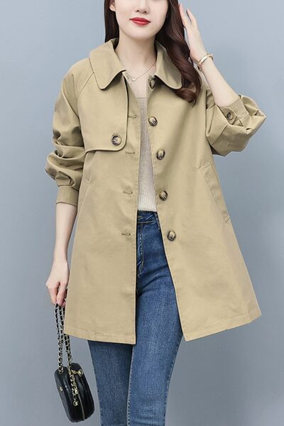 Γυναικείο παλτό που δένει με κουμπιά και τσέπη