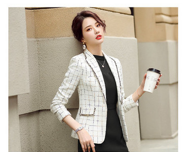 Γυναικείο καρό σακάκι με τσέπη