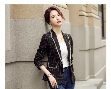 Γυναικείο καρό σακάκι με τσέπη