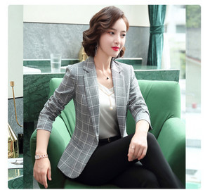 Γυναικείο καρό σακάκι με κουμπί και κλείσιμο τσέπης