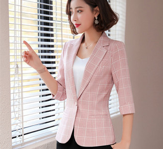 Γυναικείο καρό σακάκι με μανίκια τρία τέταρτα