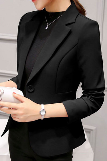 Γυναικείο κομψό σακάκι με κουμπιά - μονόχρωμο