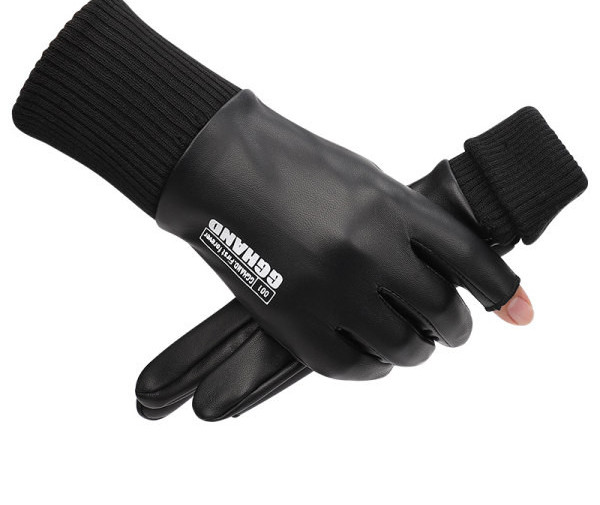 Ανδρικά χειμωνιάτικα γάντια από οικολογικό δέρμα κατάλληλα για ποδηλασία