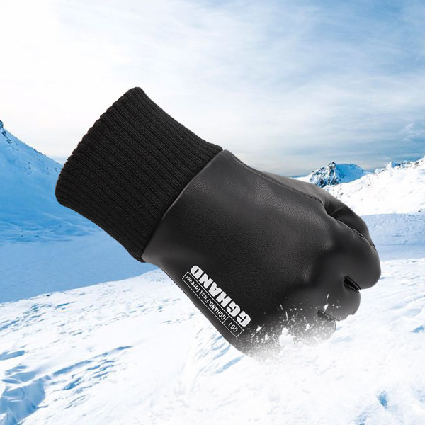 Ανδρικά χειμωνιάτικα γάντια από οικολογικό δέρμα κατάλληλα για ποδηλασία