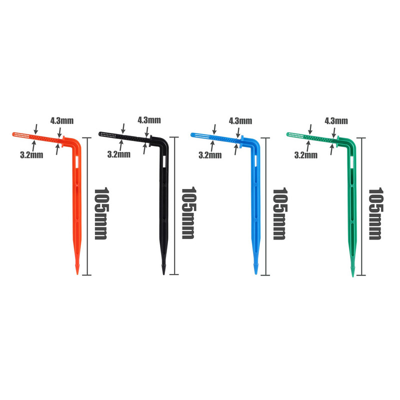 Lašelinės rodyklės 3/5mm žarna Lašelinis skleidėjas lenkta rodyklė Augalai Drėkinimo Lašelinė Sodo Šiltnamio Lašelinio laistymo Priedai 100vnt.