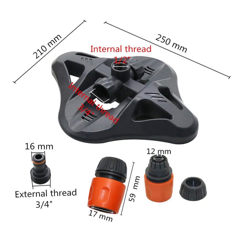 Purkštuvai 360 laipsnių reguliuojami 3 rankenų sukamieji automatiniai laistymo purkštukai Sodo žemės ūkio vejos drėkinimo įrenginys