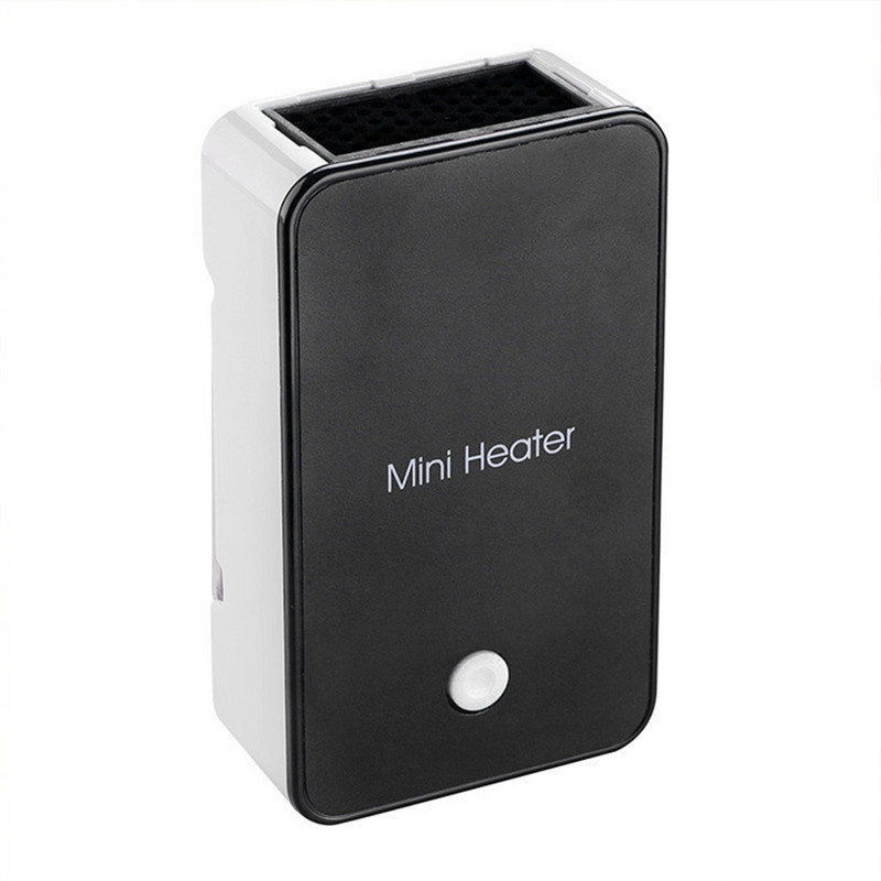 Nešiojamas mini elektrinis patogus stalinis šildytuvas su mini kištukiniu radiatoriaus šildytuvu, skirtas rankoms žiemą, kaip matyti per televizorių namams