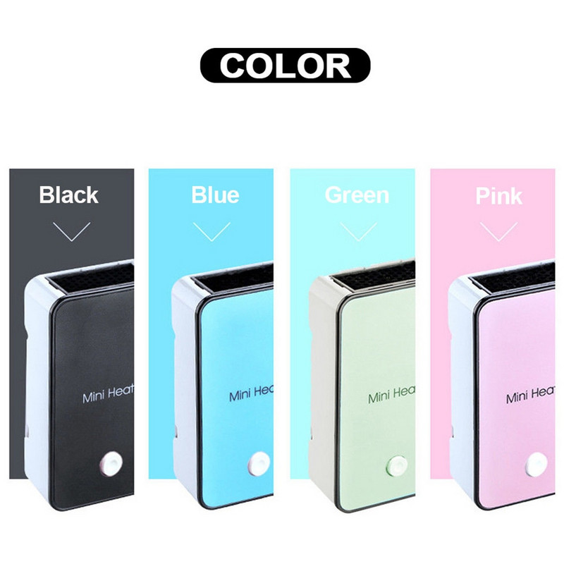 Nešiojamas mini elektrinis patogus stalinis šildytuvas su mini kištukiniu radiatoriaus šildytuvu, skirtas rankoms žiemą, kaip matyti per televizorių namams