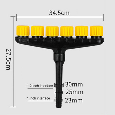 Žemės ūkio purkštuvas 6 purkštukai Sodo vejos vandens purkštuvai Drėkinimo purškiklis Reguliuojamas dydis antgalio įrankis žemės ūkio įrankiai