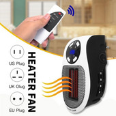 Pārnēsājams elektriskā sildītāja spraudnis sienas sildītāja istabas apkures plīts Mini mājsaimniecības radiatora tālvadības sildītāja mašīna ziemai 500W