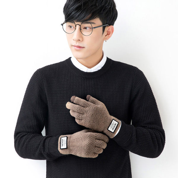 Мъжки плетени ръкавици с бродерия