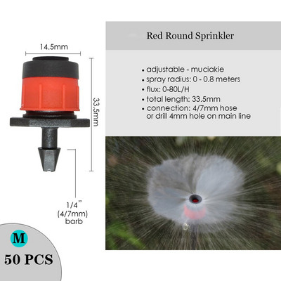 Regulējams apūdeņošanas pilinātājs smidzinātājs Dārza mikro aerosols rotējošs uzgalis 4/7mm šļūtene zāliena dārzeņu laistīšanas dzesēšanas sistēma
