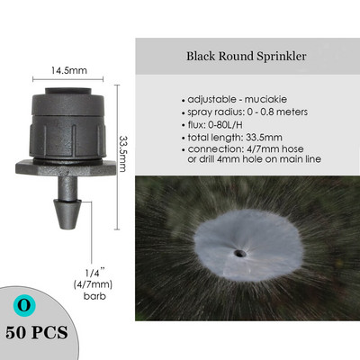 Regulējams apūdeņošanas pilinātājs smidzinātājs Dārza mikro aerosols rotējošs uzgalis 4/7mm šļūtene zāliena dārzeņu laistīšanas dzesēšanas sistēma