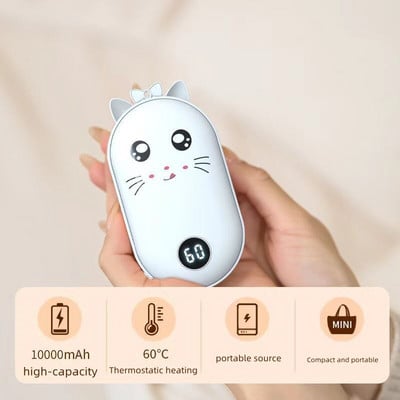 10000mAh pārnēsājams roku sildītājs abpusēja apkure USB uzlāde mobilā barošanas banka atkārtoti lietojams elektriskais ziemas sildītājs ceļojumiem brīvā dabā