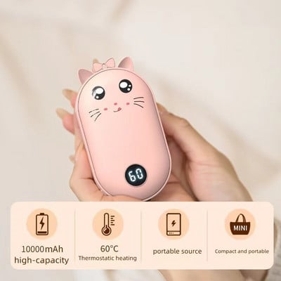 10000mAh pārnēsājams roku sildītājs abpusēja apkure USB uzlāde mobilā barošanas banka atkārtoti lietojams elektriskais ziemas sildītājs ceļojumiem brīvā dabā