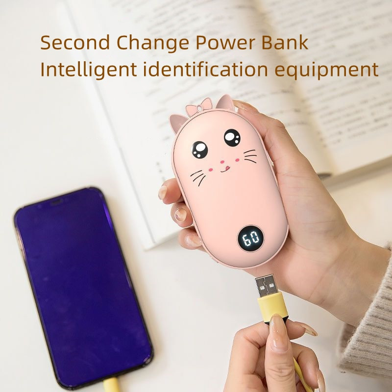 10000mAh Преносим нагревател за ръце Двустранно отопление USB зареждане Мобилна захранваща банка Многократно използваем електрически зимен нагревател Пътуване на открито