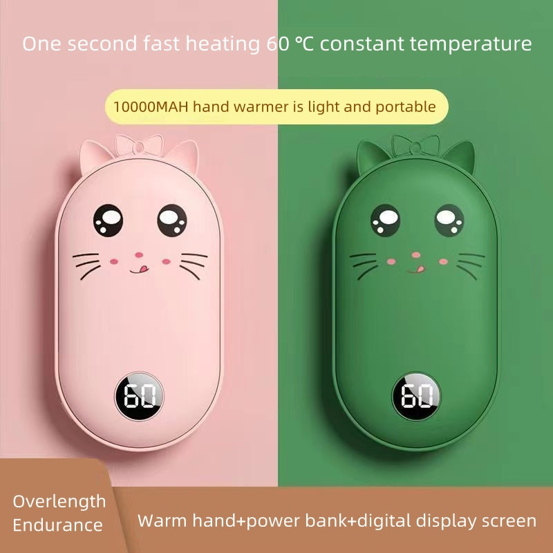10000mAh Преносим нагревател за ръце Двустранно отопление USB зареждане Мобилна захранваща банка Многократно използваем електрически зимен нагревател Пътуване на открито