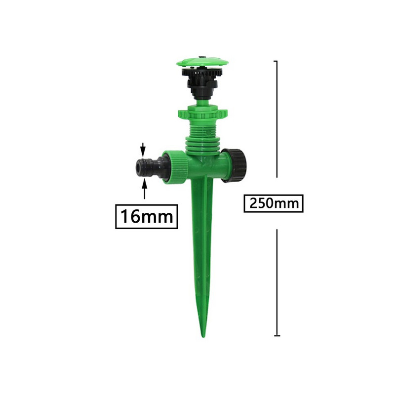 Разпръсквач за градинско напояване 360 градуса автоматично въртяща се дюза Селскостопанска градинска поливка с 1/2` пластмасова опора за шипове