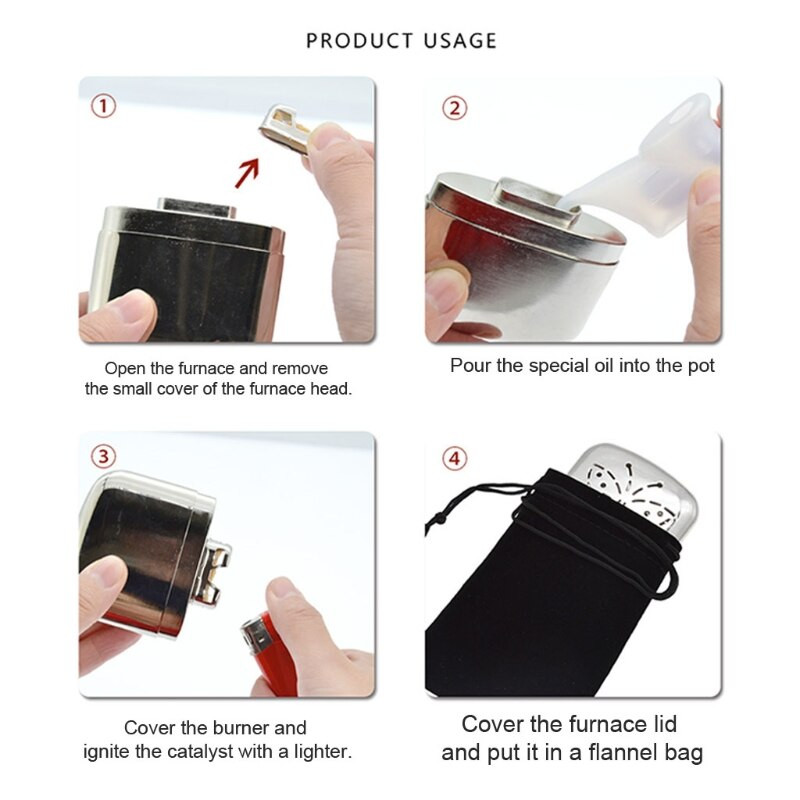 Преносим мини нагревател за ръце на течно гориво Пещ за многократна употреба Метална сплав Компактен джоб Удобен зимен нагревател Горелка за открито