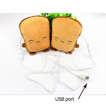 Γάντια USB Cute Hand Warmers for Typing Θερμαινόμενα γάντια για γυναίκες χωρίς δάχτυλα Cute σχήμα τοστ χειμωνιάτικα γάντια