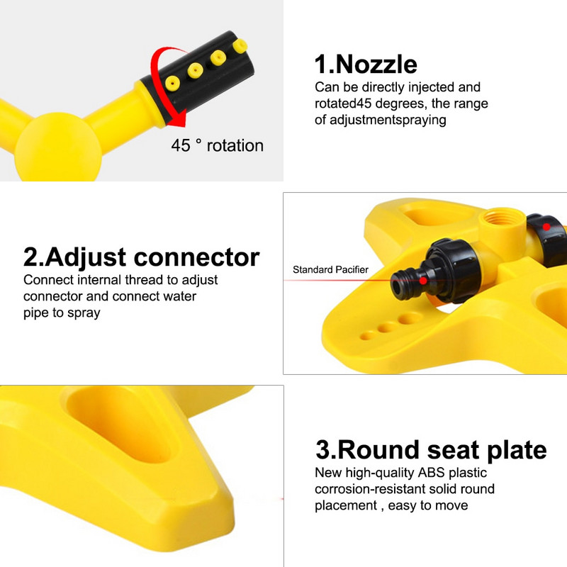 Градински спринклер за тревни площи, автоматичен, въртящ се на 360, регулируем, голямо покритие, накрайник за водно пръскане, консумативи за напояване