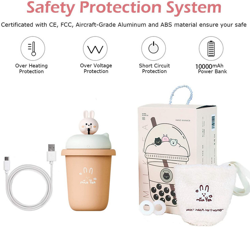 Нагревател за ръце Power Bank 2-в-1 Взривозащитена Нагревателна подложка с артефакт Преносим чай с мляко Сладък нагревател за ръце