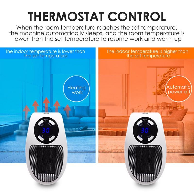 Стенен мини нагревател за пространство 350w преносим нагревател с таймер и регулируем термостат Интелигентен керамичен вентилатор за отопление с дистанционно управление
