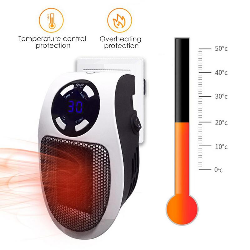 Стенен мини нагревател за пространство 350w преносим нагревател с таймер и регулируем термостат Интелигентен керамичен вентилатор за отопление с дистанционно управление
