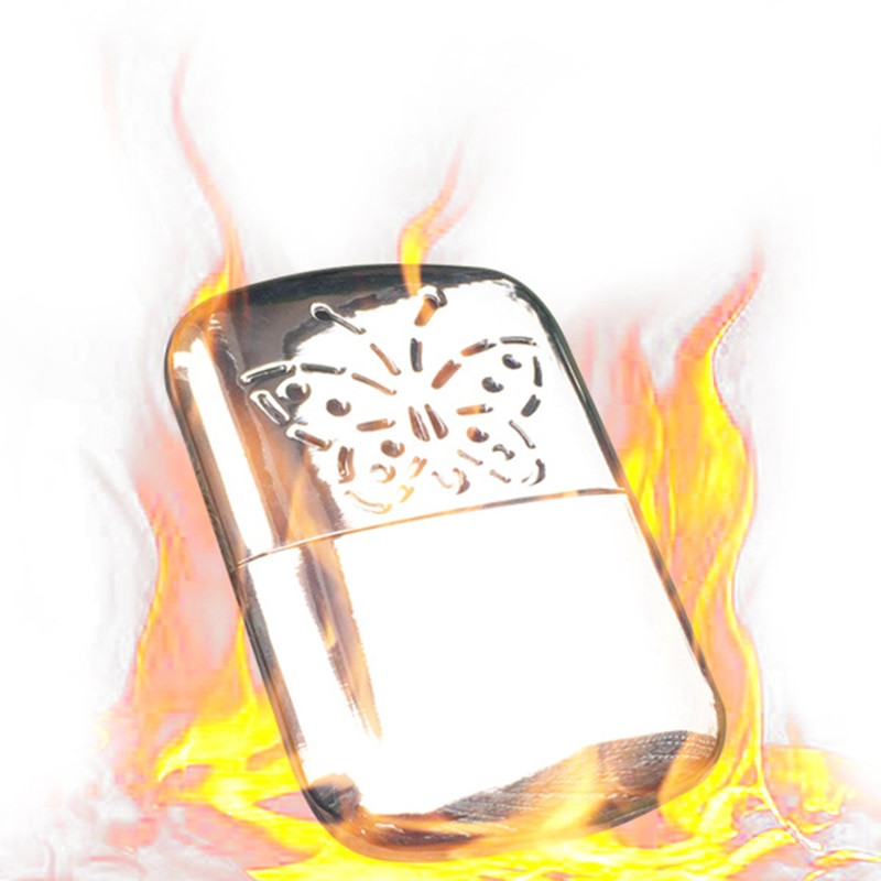 Преносим нагревател за ръце Butterfly Fuel Платинен стандартен джоб за многократна употреба Удобен нагревател за ръце от цинкова сплав Глава за лов на открито