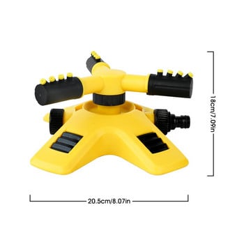 2 режима Спринклерна система за напояване Автоматична въртяща се на 360 градуса дюза 3-раменен спринклер за напояване на трева с конектори