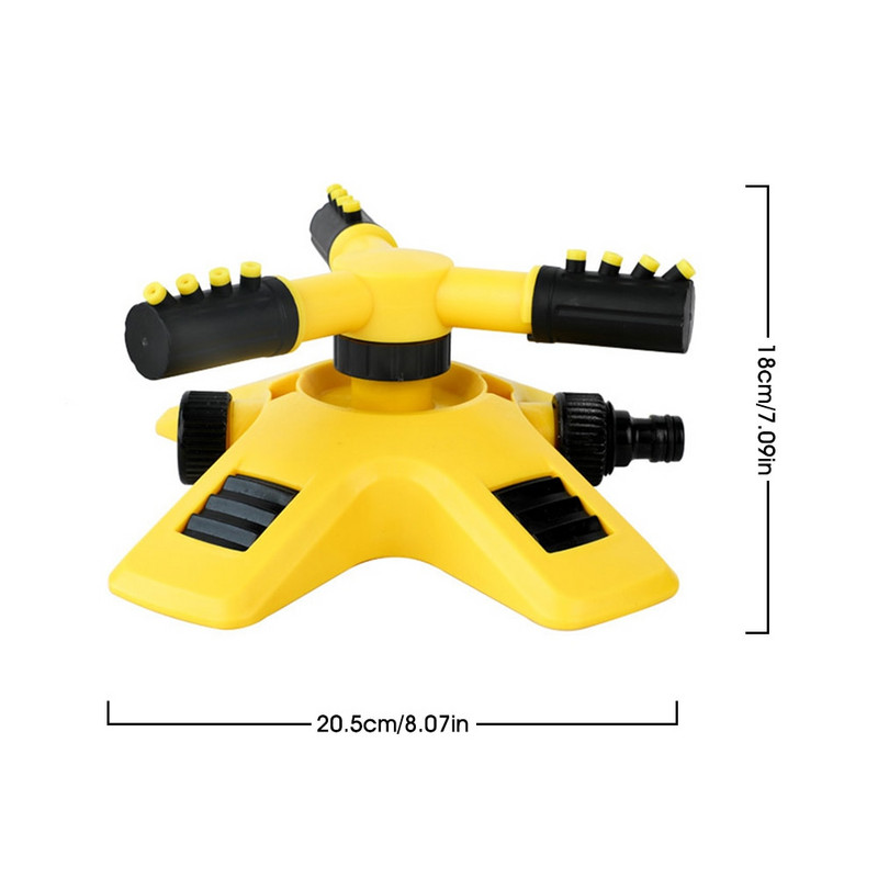2 режима Спринклерна система за напояване Автоматична въртяща се на 360 градуса дюза 3-раменен спринклер за напояване на трева с конектори