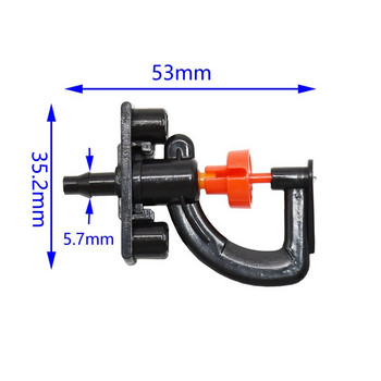 Περιστρεφόμενο ακροφύσιο καταιονισμού 360 μοιρών Πότισμα στάγδην θερμοκηπίου G Τύπος ακροφύσιο ανάρτησης Micro Sprinkler 1/4 σωλήνας 100τμχ