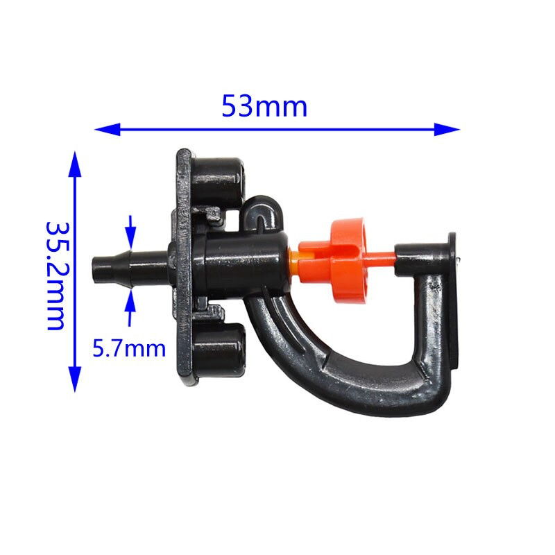 Въртяща се на 360 градуса спринклерна дюза Оранжерийно капково напояване Тип G Окачена дюза Микро спринклер 1/4 маркуч 100 бр.