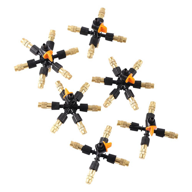 Висяща с клапан 4/5/6/7 глава месингова кръстосана пръскачка за напояване на градината Регулируема система за охлаждане със спрей Напоителна система 1 комплект