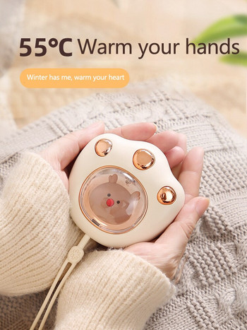 Втора предавка Температурен контрол на нагревател за ръце Сладка сладка котка Акумулаторна момчета и момичета Преносима нагревател за ръце USB акумулаторна ръка
