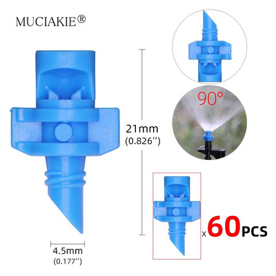 MUCIAKIE 60PCS/опаковка 90 180 360 градуса рефракционна дюза градинско напояване за растения спрей дюза мъгла пръскачка напоителен фитинг