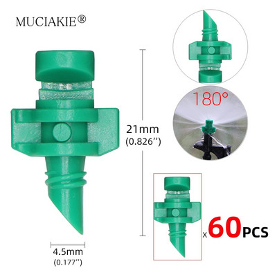 MUCIAKIE 60PCS/опаковка 90 180 360 градуса рефракционна дюза градинско напояване за растения спрей дюза мъгла пръскачка напоителен фитинг