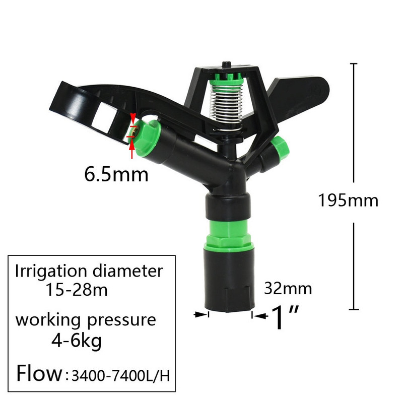 1/2 3/4 1" 1,5" вътрешна резба Пръскачки с голям обхват на покритие Селскостопанска градина Напояване Поливане Дъждовен пистолет Метален спринклер за тревни площи Парк