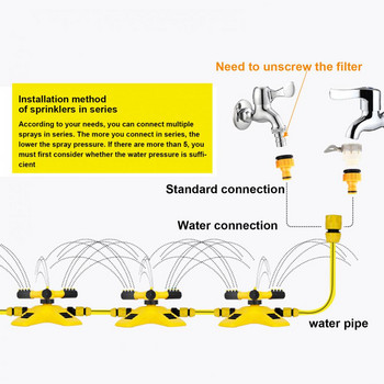 Rotary 3 Fork Automatic Spray Head Adjustable Utility Water Sprankler Πλαστικό Πρακτικό Πότισμα Ψεκαστήρα Άρδευσης για Κήπο