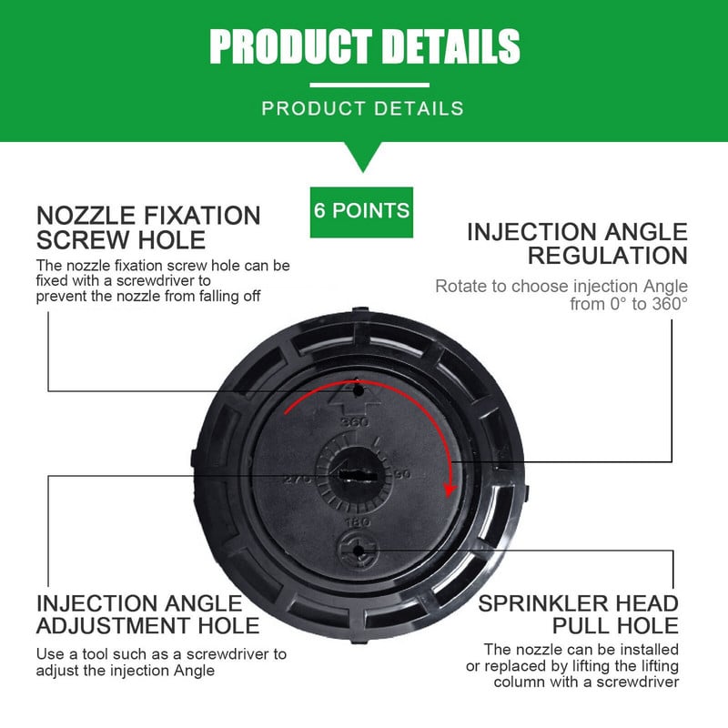 1 бр. Вграден телескопичен спринклер Градинска градина Вътрешен двор Тревна площ Вграден тип градински спринклер Иригационна водна спринклерна система