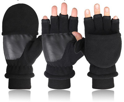 Ανδρικά γάντια υφασμάτινα με δερμάτινα στοιχεία